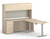 Hon Mod Height Adjustable L-Desk with Hutch, Desert Oak Laminate, Silver Leg Finish