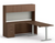 Hon Mod Height Adjustable L-Desk with Hutch, Sepia Walnut Laminate, Silver Leg Finish