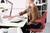 HAG Capisco 8106 Stool can adjust to your sit-stand desk