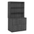Regency Amber Laminate Lateral File Cabinet with Storage Hutch, Ash Grey, 3/4 Front View