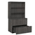Regency Amber Laminate Lateral File Cabinet with Storage Hutch, Ash Grey, 3/4 Front View with Drawer Open