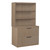 Regency Amber Laminate Lateral File Cabinet with Storage Hutch, Noble Oak, 3/4 Front View