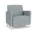 Lesro Ravenna Oversize Guest Chair, Blueprint Fog Back and Seat Upholstery, Brushed Steel Leg Finish, 3/4 Front View