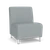 Lesro Ravenna Oversize Armless Guest Chair, Blueprint Fog Back and Seat Upholstery, Brushed Steel Leg Finish, 3/4 Front View