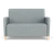 Lesro Ravenna Loveseat, Blueprint Fog Back and Seat Upholstery, Natural Wood Leg Finish, Front View
