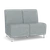 Lesro Ravenna Armless Two Seat Sofa, Blueprint Fog Back and Seat Upholstery, Brushed Steel Leg Finish, 3/4 Front View