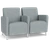 Lesro Ravenna Two Seat Sofa with Center Arm, Blueprint Fog Back and Seat Upholstery, Brushed Steel Leg Finish, 3/4 Front View