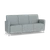 Lesro Ravenna Three Seat Sofa, Blueprint Fog Back and Seat Upholstery, Brushed Steel Leg Finish, 3/4 Front View