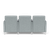 Lesro Ravenna Three Seat Sofa with Center Arms, Blueprint Fog Back and Seat Upholstery, Brushed Steel Leg Finish, Rear View