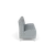 Lesro Ravenna Armless Four Seat Sofa, Blueprint Fog Back and Seat Upholstery, Brushed Steel Leg Finish, Side View