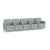 Lesro Ravenna Five Seat Sofa with Center Arms, Blueprint Fog Back and Seat Upholstery, Brushed Steel Leg Finish, 3/4 Front View