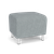 Lesro Ravenna Ottoman, Blueprint Fog Upholstery, Brushed Silver Leg Finish, 3/4 Front View