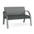 Lesro Opal Steel Loveseat, Blueprint Jet Seat Upholstery, Silica Tech Gleam Back Upholstery, Charcoal Frame, 3/4 Front View