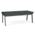 Lesro Opal Steel Two Seat Bench, Blueprint Jet Seat Upholstery, Charcoal Frame, 3/4 Front View