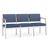 Lesro Lenox Steel Three Seat Sofa, Huron Scooner Back Upholstery, Silvertex Sapphire Seat Upholstery, Silver Frame Finish, 3/4 Front View Lesro Lenox Steel Three Seat Sofa, Huron Scooner Back Upholstery, Silvertex Sapphire Seat Upholstery, Silver Frame Finish, 3/4 Front View