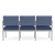Lesro Lenox Steel Three Seat Sofa, Huron Scooner Back Upholstery, Silvertex Sapphire Seat Upholstery, Silver Frame Finish, Rear View Lesro Lenox Steel Three Seat Sofa, Huron Scooner Back Upholstery, Silvertex Sapphire Seat Upholstery, Silver Frame Finish, Rear View