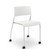 AIS Pierce Side Chair Quickship, Carton of 3, White Polypropylene with Casters, 3/4 Front View