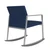 Lesro Gansett Rocker, Dillon Vinyl Ocean Upholstery, Silver Frame Finish, Pewter Wood Rocker Base, 3/4 Rear View