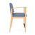 Lesro Amherst Wood Oversize Hip Chair, Chambray Vinyl Light Navy Upholstery, Natural Frame Finish, Side View Lesro Amherst Wood Oversize Hip Chair, Chambray Vinyl Light Navy Upholstery, Natural Frame Finish, Side View