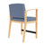 Lesro Amherst Wood Oversize Hip Chair, Chambray Vinyl Light Navy Upholstery, Natural Frame Finish, 3/4 Rear View Lesro Amherst Wood Oversize Hip Chair, Chambray Vinyl Light Navy Upholstery, Natural Frame Finish, 3/4 Rear View