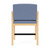 Lesro Amherst Wood Oversize Hip Chair, Chambray Vinyl Light Navy Upholstery, Natural Frame Finish, Rear View Lesro Amherst Wood Oversize Hip Chair, Chambray Vinyl Light Navy Upholstery, Natural Frame Finish, Rear View