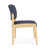 Lesro Lenox Wood Armless Guest Chair, Linette Vinyl Denim Upholstery, Natural Frame Finish, Side View