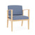 Lesro Amherst Wood Oversize Guest Chair, Chambray Vinyl Light Navy Upholstery, Natural Frame Finish, 3/4 Front View Lesro Amherst Wood Oversize Guest Chair, Chambray Vinyl Light Navy Upholstery, Natural Frame Finish, 3/4 Front View
