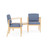 Lesro Amherst Wood Two Chairs With Corner Table, Chambray Vinyl Light Navy Upholstery, Natural Frame Finish, Side View