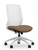  9to5 Neo Lite Mesh Back Tasker in White Frame and Mesh, Vivid Latte Seat Upholstery, Armless, 3/4 Front View