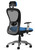 9to5 Strata Lite Tasker with Vivid Lagoon Upholstery, Headrest, Silver Height Adjustable Arms, Polished Base, Rear View