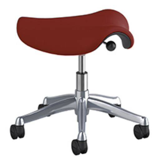 Freedom Saddle Stool with Polished Aluminum Frame and Lotus Earth Red Seat