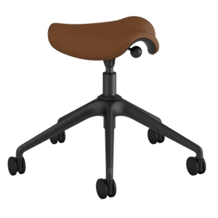 Active Pony Stool with Graphite Base and Lotus Black Seat in Corvarra Leather