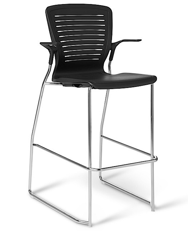 Active Cafe Stool in Modern Black with Chrome base 30"H