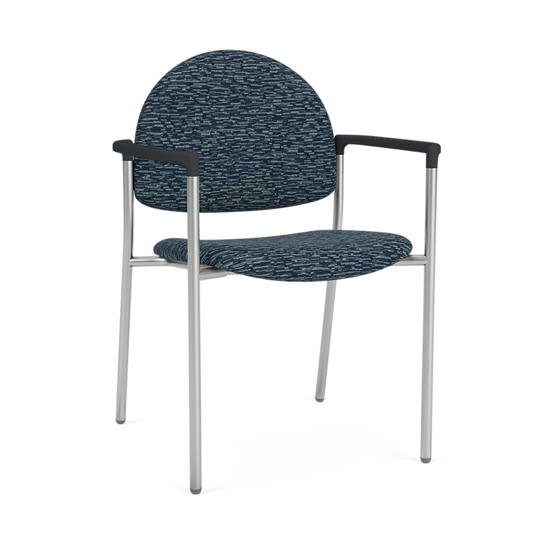 Lesro Chat Healthcare Guest Chair, Boothby Blazer Upholstery, Silver Leg Finish, 3/4 Front View