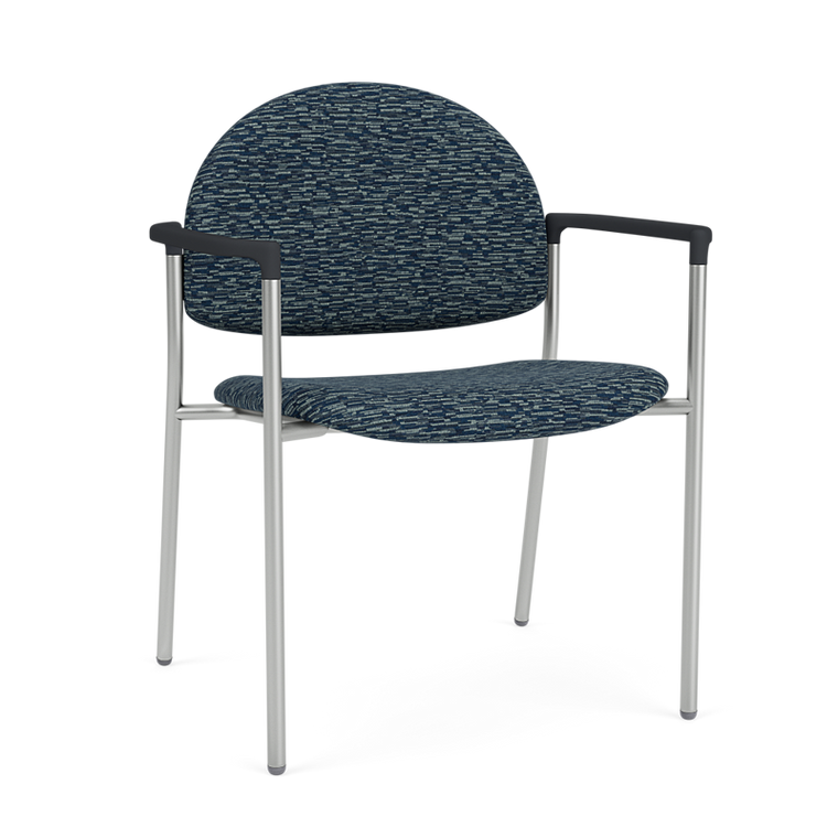 Lesro Chat Oversized Healthcare Guest Chair, Boothby Blazer Upholstery, Silver Leg Finish, 3/4 Front View