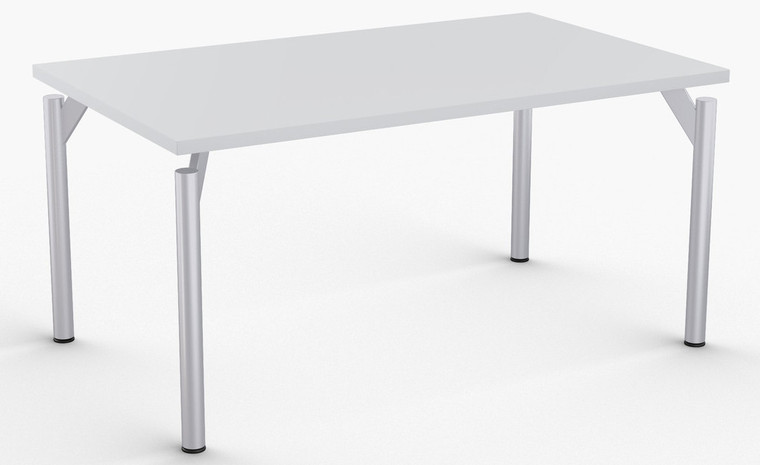 Reveal Hospitality Table in Grey with Optional Metallic Silver Leg Finish 30" x 60" 