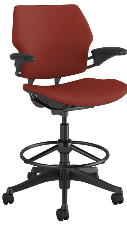 Freedom Drafting Stool in Corde4 Parma Red with an 20" Foot Ring