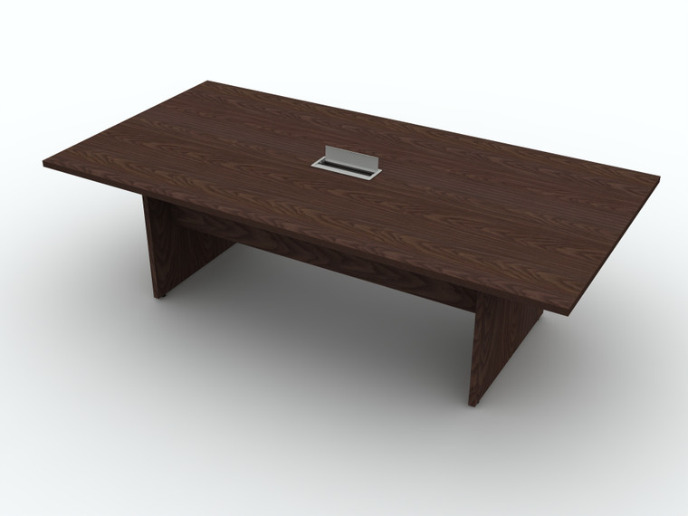 AIS Calibrate End Panel Conference Table with Recessed Ends, 96"W with Optional Power, Corporate Walnut Laminate