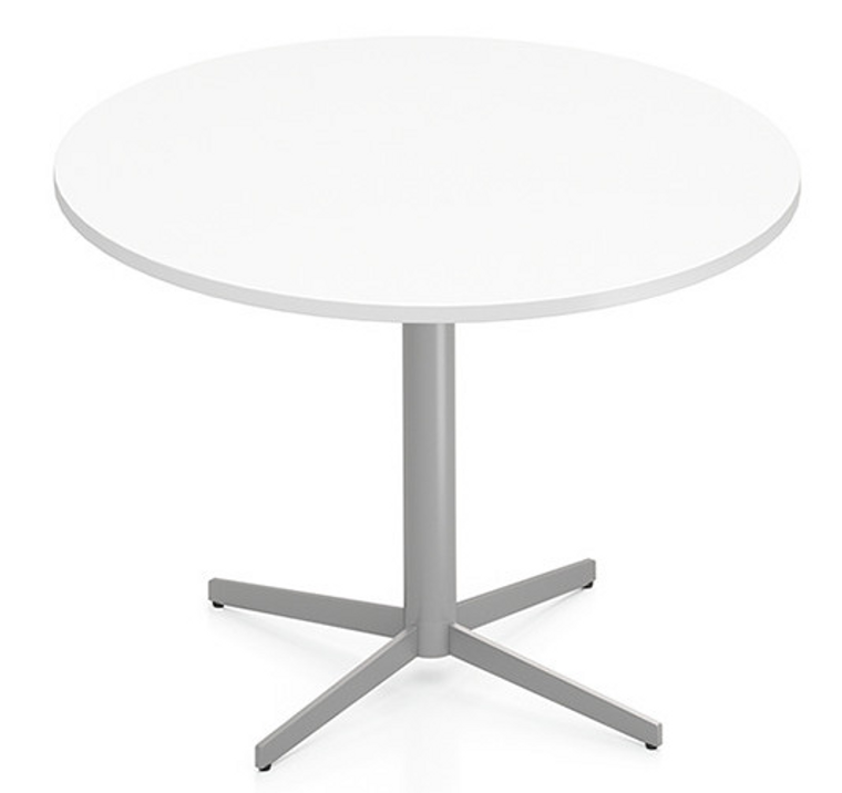 OTG Round Meeting Table with X Base, White Laminate Top and Tungsten Base