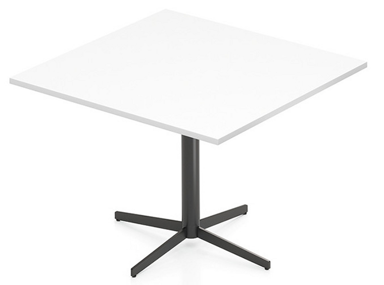 OTG Square Meeting Table with X Base, White Laminate Top and Black Base