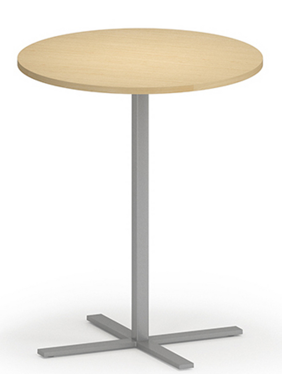 Avon Round Cafe Table with Walnut Laminate and Black Base, 42" Height
