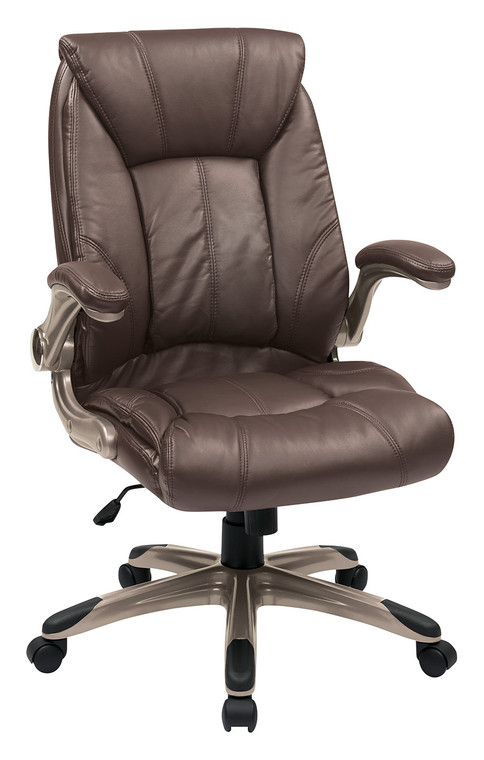 Faux Leather Manager Chair with Flip Up Arms and Coated Base Faux Leather Manager Chair with Flip Up Arms and Coated Base