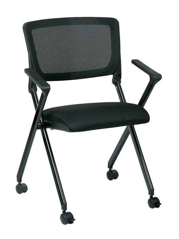 Nesting Chair with Mesh Back, Carton of 2, Black Frame