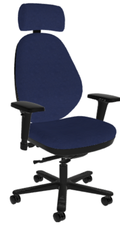 Sitmatic GoodFit High Back ESD (Electrostatic Dissipative) with Standard Seat, Antistatic Navy Fabric, Optional Height and Width Adjustable Arms, Black Aluminum Base, Optional Headrest, 3/4 Front View Sitmatic GoodFit High Back ESD (Electrostatic Dissipative) with Standard Seat, Antistatic Navy Fabric, Optional Height and Width Adjustable Arms, Black Aluminum Base, Optional Headrest, 3/4 Front View