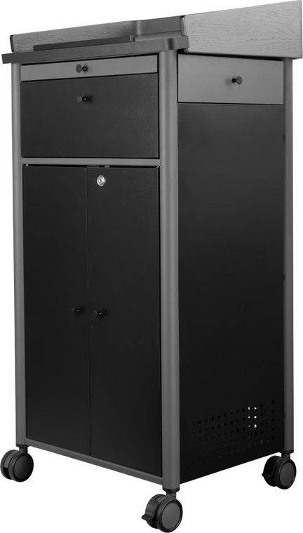 National Public Seating Greystone Non-Sound Lectern By Oklahoma Sound, 3/4 Rear View