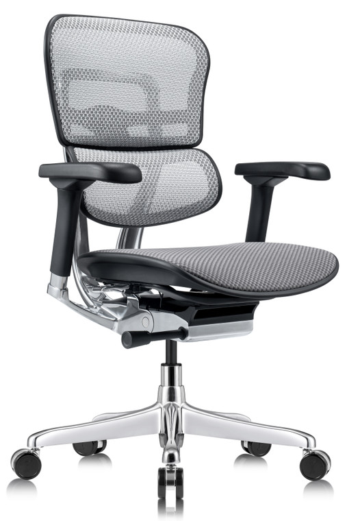 Ergohuman All Mesh Medium Back Generation 2 with Tempur-Pedic Seat, Grey, 3/4 Front View Ergohuman All Mesh Medium Back Generation 2 with Tempur-Pedic Seat, Grey, 3/4 Front View