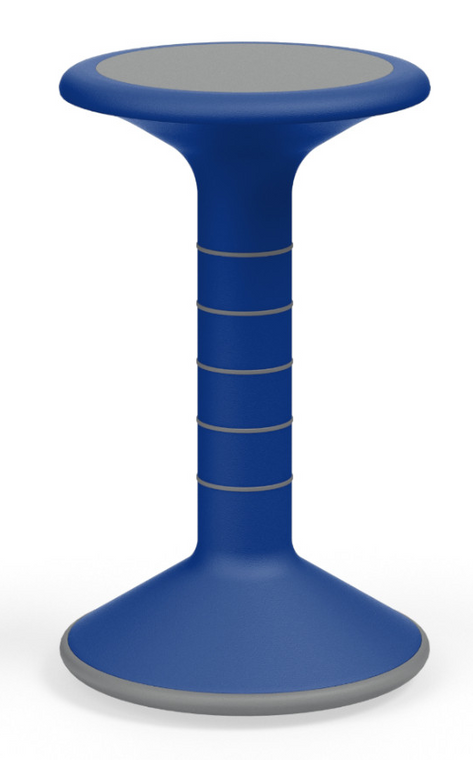 KI Ricochet Stool Quickship, Ultra Blue, Seat Pad and Rings are always Blue-Grey, 20"H