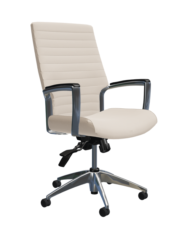 Global Accord High Back Tilter in Prescott Leather, 3/4 Front View