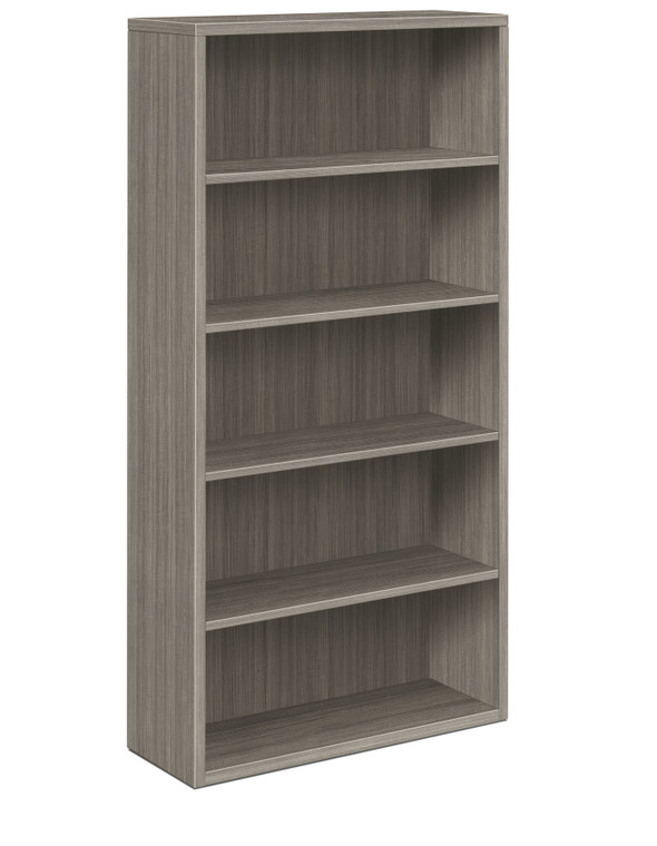 Hon 10500 Series Laminate Bookcases, Five Shelves in Sterling Ash Laminate, 3/4 Front View