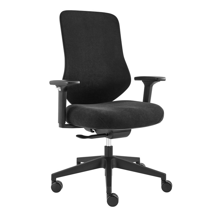 Eurostyle Jeppe Upholstered Task Chair, Black Upholstery and Frame, 3/4 Front View Eurostyle Jeppe Upholstered Task Chair, Black Upholstery and Frame, 3/4 Front View